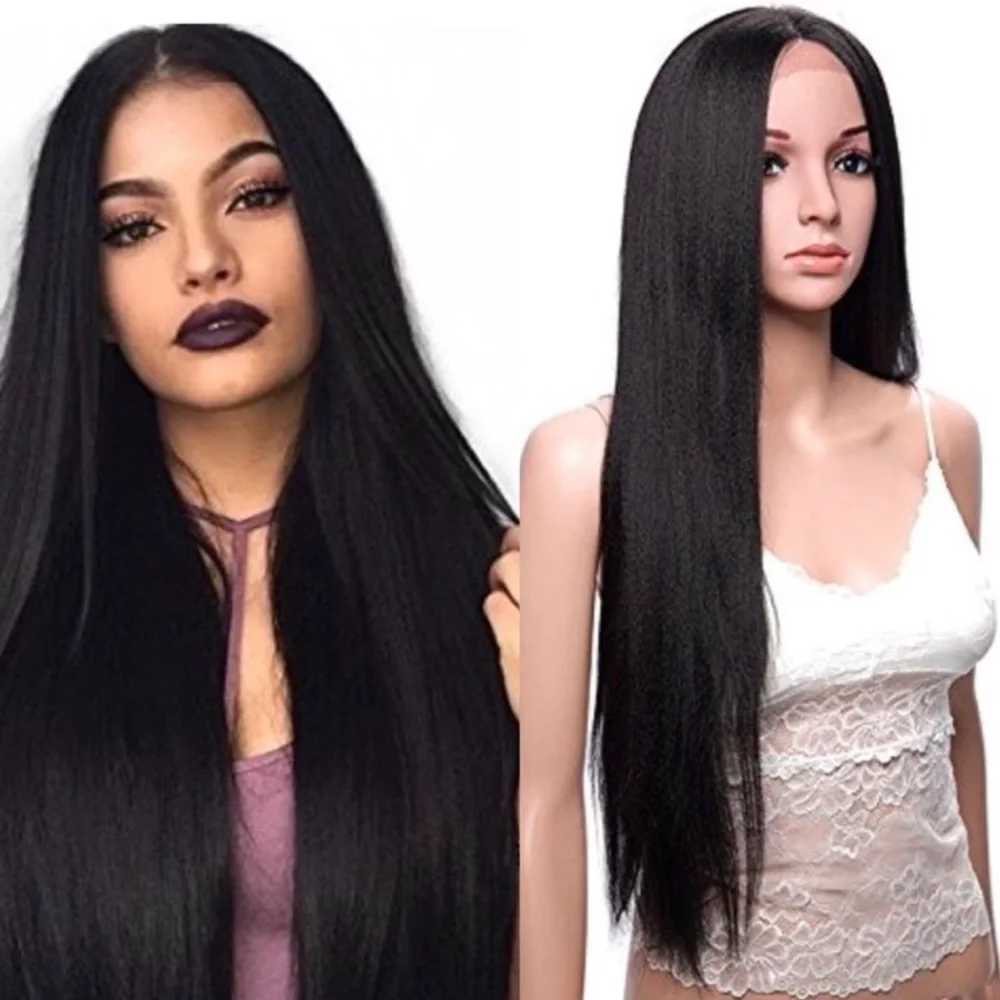 ⭐️ Vera 24” Black YAKI TEXTURE LACE FRONT WIG*NWT*